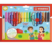 Fibre-Tip Pen with Cap-Ring - STABILO Cappi - Pack of 18 - Assorted Colours + 2