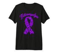 Fibromialgia Warrior Floral Purple Ribbon Concientización Sobreviviente Camiseta Premium