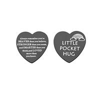 Ficha de abrazo de bolsillo Always Remember You Are Braver Than You Believe Token Inspiración Regalo de Relación de Larga Distancia, Metal, Acero inoxidable