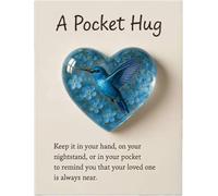 Ficha de abrazo de bolsillo en forma de corazón de colibrí con tarjeta de condolencias, recuerdo de comodidad para el duelo y la pérdida (02)