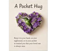 Ficha de abrazo de bolsillo en forma de corazón de colibrí con tarjeta de condolencias, recuerdo de comodidad para el duelo y la pérdida (01)