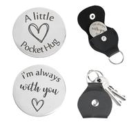 Ficha de abrazo de bolsillo, regalos especiales para alguien, abrazos de bolsillo, regalos pensando en ti, regalos de relación a larga distancia con llaveros de cuero para amigos, familiares y amantes