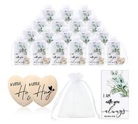 Ficha de corazón de madera con tarjeta de abrazo, bolsa de organza, regalo de graduación de larga distancia, regalo de cumpleaños, amor, recuerdo, bolsillo, recuerdo, dijes de corazones para