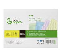 Tarjeta liderpapel para estudiar rayada cartulina de colores 170 gr m2 125x200mm paquete de 200 unidades - TC03