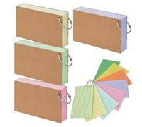 Fichas con anillas, fichas a rayas, 200 tarjetas de aprendizaje a rayas, pesadas, 3 x 5 pulgadas, con anillas de metal para lista de tareas, registro de reuniones, mensajes familiares, hogar