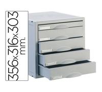 Fichero Cajones De Sobremesa Archisystem 356X316X303 Mm 5 Cajones Color Gris 4 De 52Mm Y 1 De 22Mm