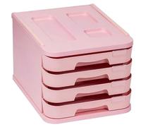 Fichero cajones de sobremesa faibo plastico 100% reciclable 4 cajones rosa pastel 28,5x37,5x23 cm