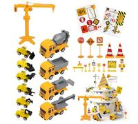 FICOFISE 27 Piezas Decoración Tartas Construcción Set, Topper Excavadora Cumpleaños, Decoracion Tartas cumpleaños Señales Tráfico, Adornos Pastel Camión Construcción, Decoración Tarta Infantiles Niño