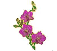 Ficsowy Elegante pin esmaltado de orquídea, broche floral, pin de solapa de orquídea para mujeres, niñas, uniformes escolares, morado, zinc, sin piedra preciosa, zinc, sin piedras preciosas, Zinc, No