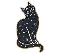 Ficsowy Pin esmaltado de gato misterioso, pin de solapa de gato negro estrellado, regalo para mochilas, sombreros, ropa, M, Zinc, No es una piedra preciosa