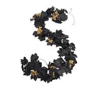 Fictory 2 hojas de arce artificiales de Halloween con hojas negras y bayas doradas, decoración de cosecha de otoño para chimenea, centro de mesa, fabricación de coronas