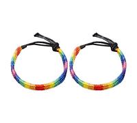 Fictory 2 pulseras de la amistad de arco iris, cuerda trenzada hecha a mano, ajustable para niños y niñas, idea de regalo única