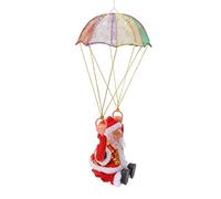 Fictory Adornos de Navidad de paracaídas, decoración colgante de Papá Noel con forro polar suave y tela de policarbonato, divertido movimiento circular para niños, decoración ecológica de interiores