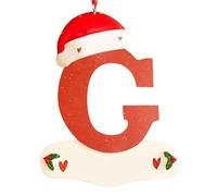 Fictory Adornos de Navidad personalizados, decoración de letras del alfabeto de madera con sombrero de Papá Noel, juego de la A a la Z para decoraciones personalizadas de árbol de familia, hogar de