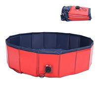 Fictory Bañera plegable para mascotas, a prueba de fugas, de PVC, para perros y gatos, 120 x 30 cm, color rojo