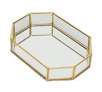 Fictory Caja de almacenamiento octogonal de vidrio con forro de franela, mini bandeja organizadora de joyas para collares, vitrina de escritorio para el hogar para plantas y postres, soporte