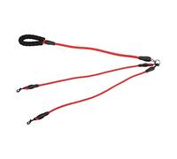 Fictory Correa doble para perro, 360°, sin enredos y reflectante, para pasear a 2 perros con mango acolchado, color rojo