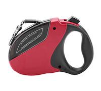 Fictory Correa retráctil para perro, resistente, sin enredos, para perros grandes y medianos, cinta de nailon resistente de 5 m con freno de una mano, color rojo y negro