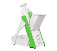 Fictory Cortador de verduras ajustable para cocina, cortador de mandolina seguro para patatas, cebollas, zanahorias, incluye recipiente y cepillo de limpieza, fácil almacenamiento y opciones de grosor