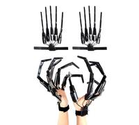 Fictory Dedos articulados de Halloween, accesorios de mano realistas espeluznantes para disfraces, material ABS, decoración de fiesta aterradora, guante negro de mano derecha para actuaciones en