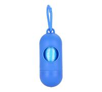 Fictory Dispensador de bolsas para caca de perro, soporte portátil para cápsulas con clip de plomo para perros en paseos, 15 bolsas incluidas, color azul