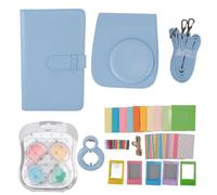 Fictory Funda para cámara instantánea Instax Mini12, bolsa de piel sintética con álbum, correa, espejo, filtros, calcomanías, azul hortensia, protección asequible y estilo