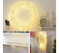 Fictory Guirnalda de luces LED redondas, funciona con pilas, para decoración del hogar, jardín, boda, fiesta, Navidad, uso interior y exterior con ventosa, 20 cm y 28 cm de diámetro