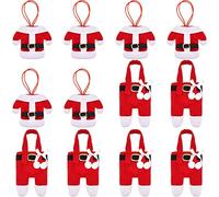 Fictory Juego de 12 soportes para utensilios de Navidad de Papá Noel, cubierta de cuchara, tenedor y cuchillo, decoración festiva para cenas y fiestas
