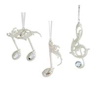 Fictory Juego de 3 adornos de Navidad con notas musicales, decoración colgante con purpurina con cuerdas fáciles de atar para árbol, fiesta de vacaciones y decoración festiva del hogar