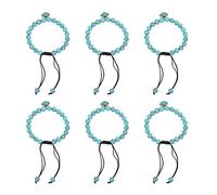 Fictory Juego de 6 pulseras contra el mal de ojo, cuentas bohemias de color azul turquesa, joyería de protección para mujeres, idea de regalo única