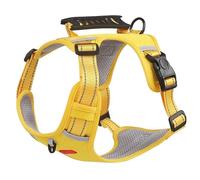 Fictory Juego de arnés y correa para perro sin tirones, chaleco reflectante ajustable para perros grandes, XL, color amarillo
