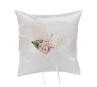 Fictory Juego de cesta de flores de satén y almohada de anillo, cojín de encaje blanco marfil, cesta de niña de flores para decoración de ceremonia de boda occidental