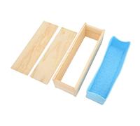 Fictory Juego de moldes para pan de jabón, para hacer jabón de rosas, molde de silicona azul cielo, caja de madera doble abierta, regalo casero para artesanos de jabón