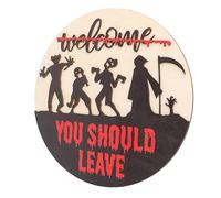 Fictory Letrero 3D de bienvenida de terror de Halloween para puerta delantera, decoración de pared de madera de pino estilo granja con cinta fuerte, porche y decoración de temporada interior