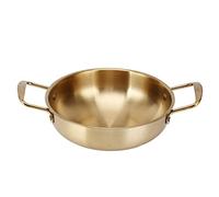 Fictory Olla dorada coreana para ramen, olla de fideos de acero inoxidable, solución de cocina portátil, distribución uniforme del calor, diseño a prueba de óxido, olla de cocción de 22 cm para un uso