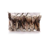 Fictory Pájaros de plumas para decoración de árbol de Navidad, paquete de 12 adornos realistas de espuma y plumas para vacaciones, bodas, bonsái y decoración del hogar