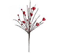 Fictory Palillos de bayas en forma de corazón para el día de San Valentín, corazones de espuma y tallos de bayas con alambre de hierro, decoración romántica rústica de 40 cm para centro de mesa