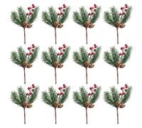 Fictory Paquete de 12 palillos de bayas de Navidad con piñas naturales, tallos flexibles de 23 cm para coronas navideñas, decoraciones de árboles y manualidades