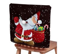 Fictory Paquete de 4 fundas para sillas de Navidad con impresión de doble cara, fundas cortas de poliéster de felpa para decoración de vacaciones, se adapta a la mayoría de sillas de comedor de 50 x