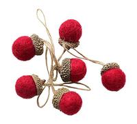 Fictory Paquete de 6 adornos de bellota de fieltro rojo, bolas de fieltro de lana de 2,5 x 2 cm para guirnalda de bricolaje, decoración rústica de árbol de Navidad, decoraciones colgantes de otoño de