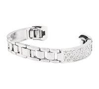 Fictory Pulsera de acero inoxidable para mujer, incrustaciones de diamantes de imitación, correa ajustable para Fitbit, elegante diseño plateado
