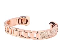 Fictory Pulsera de acero inoxidable para mujer, incrustaciones de diamantes de imitación, correa ajustable para Fitbit, elegante diseño de oro rosa
