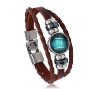 Fictory Pulsera vintage unisex, diseño del zodiaco Géminis, piel de vaca sintética duradera, regalo único