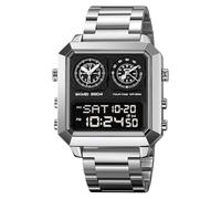 Fictory Reloj deportivo para hombre, hora dual y cronógrafo, nunca te pierdas un momento con alarma y cuenta regresiva, resistente al agua hasta 30 m, pantalla luminosa para uso nocturno, Oro