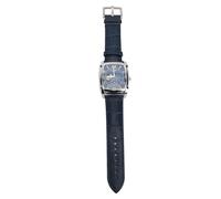 Fictory Reloj mecánico automático de esqueleto de lujo, pantalla de fase lunar, cuerda automática, resistente al agua, correa de piel sintética, cronógrafo analógico para hombre, elegante diseño azul