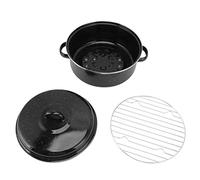 Fictory Sartén para asar de 26 cm, olla antiadherente moteada negra con tapa, calor uniforme para batatas y castañas, cubierta de hierro duradera, calidad asequible