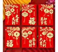 Fictory Sobres rojos del año de la serpiente, dibujos animados 3D del zodiaco Ang Pao, surtido mixto de paquetes de dinero de la suerte para el festival de primavera chino y Tet vietnamita