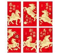 Fictory Sobres rojos del Año del Caballo 2026, diseño creativo de caballos de dibujos animados Lai See paquetes para Año Nuevo Lunar, surtido mixto Hongbao para regalos de festivales de primavera