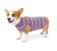 Fictory Traje de recuperación para perros, transpirable, postoperatorio, para perros y cachorros, alternativa profesional al cono, grande, color rojo vino a rayas