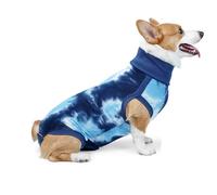 Fictory Traje de recuperación quirúrgica para perros, body de algodón transpirable para perros pequeños y medianos, alternativa al cono después de la cirugía, color azul, talla M